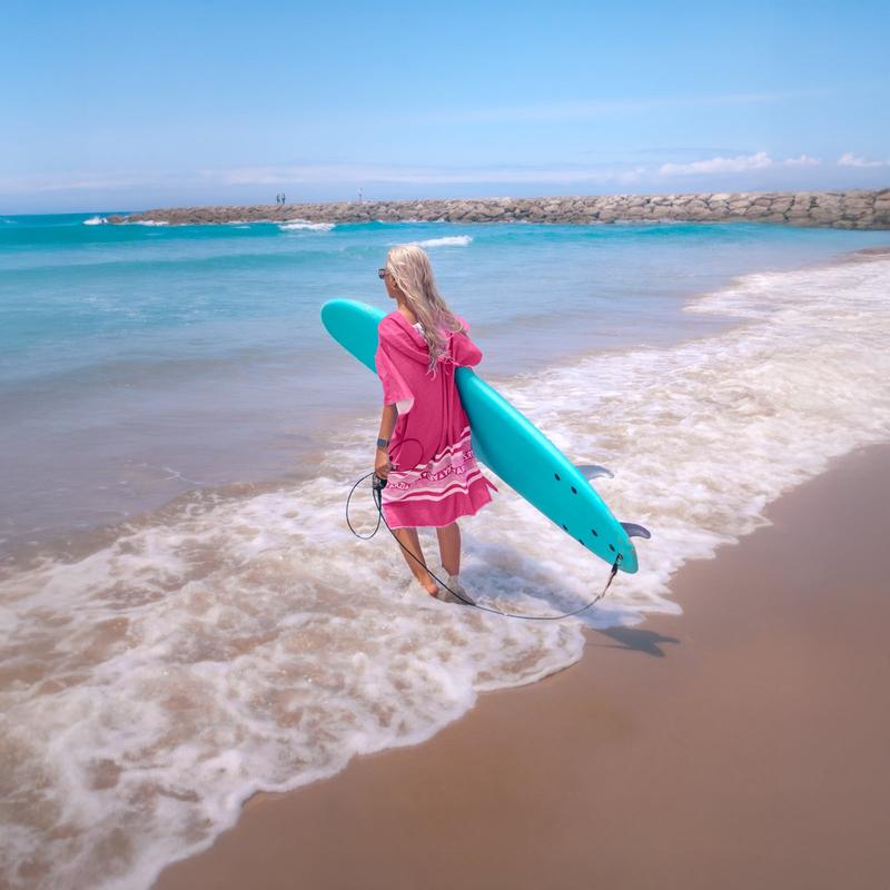 Arzi Hooded Poncho - Sunrise Pink