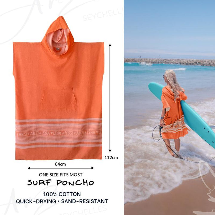 Arzi Hooded Poncho - Tropical Coral