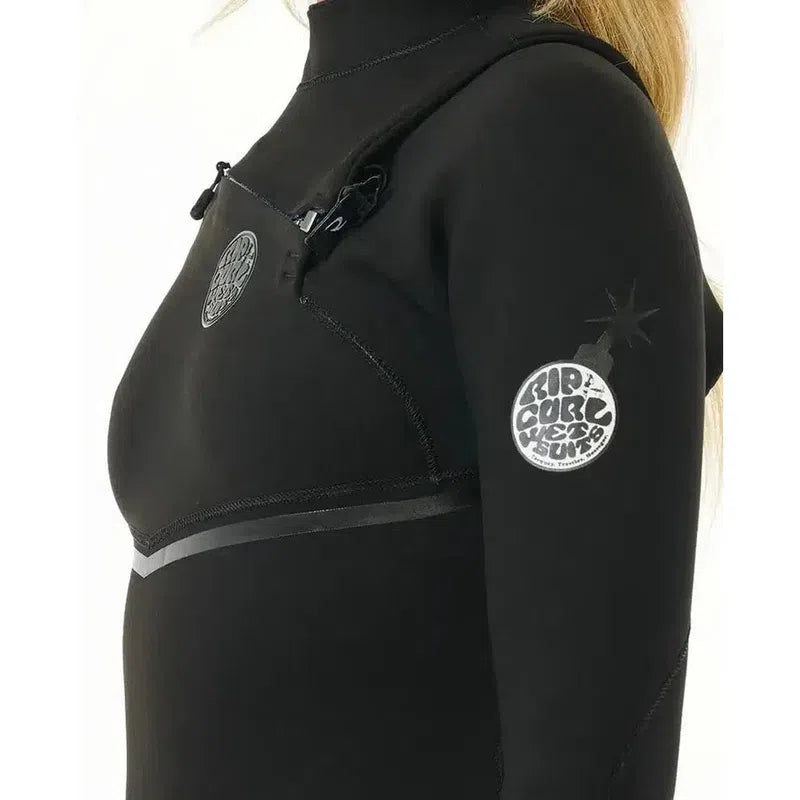 Rip Curl Damen E Bomb 3/2mm, Chestzip Neoprenanzug - black