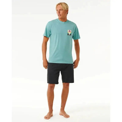 Rip Curl Herren T-Shirt Surf Revivial Peaking - Dusty Blue
