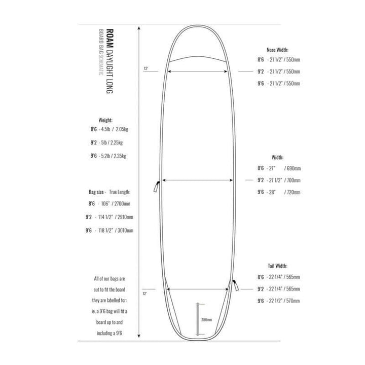 Roam Daylight Longboard Boardbag 9'6'' - silver/black/blue