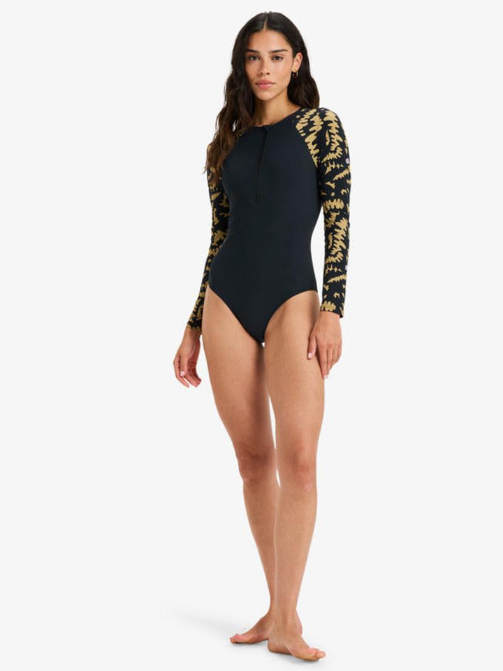 Roxy Damen Bodysuit Active - anthracite big flowers