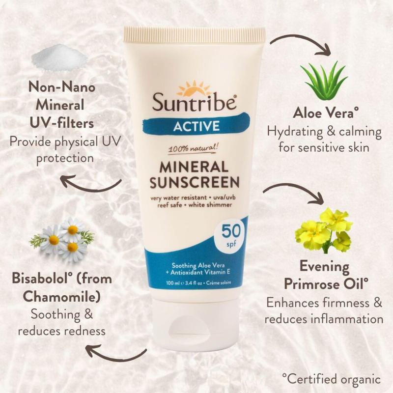 Suntribe Mineralische 100ml Bio-Sonnencreme LSF 50 - sport