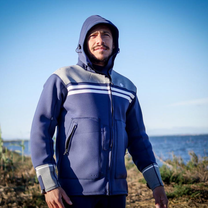 Saint-Jacques Herren Neopren Jacke - grau / blau