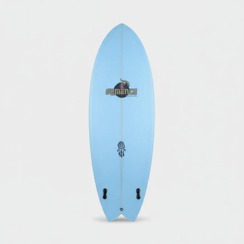 Semente Surfboard Retro Twin Fin Fish 5'6", 31.8L - babyblue