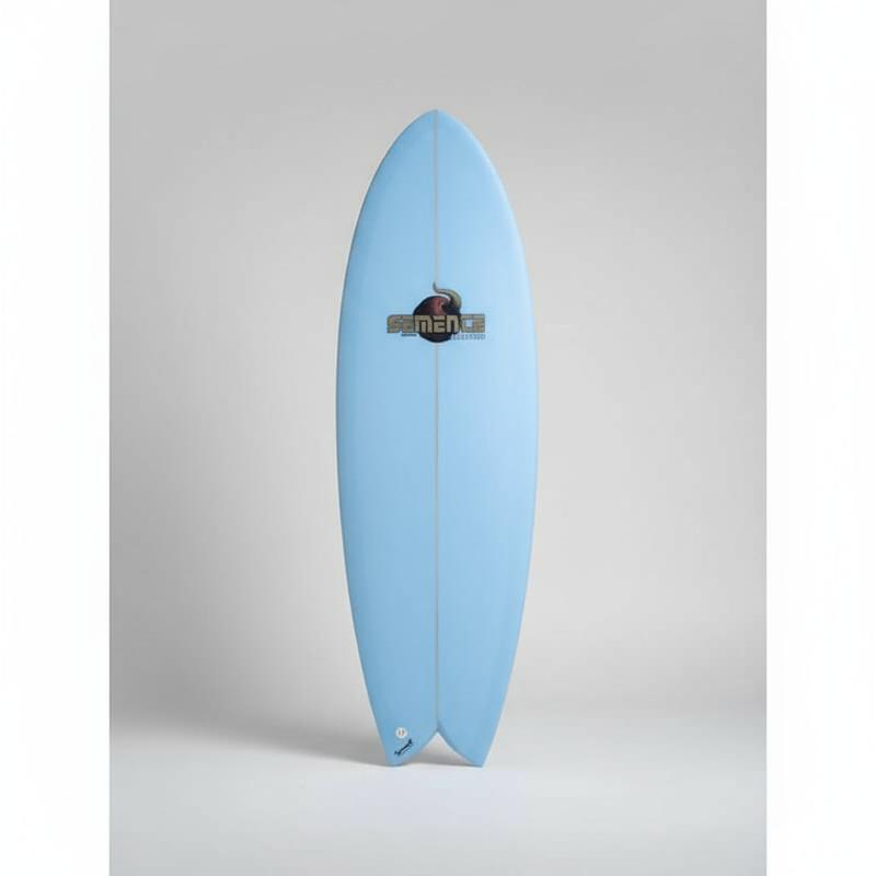 Semente Surfboard Retro Twin Fin Fish 5'6", 31.8L - babyblue