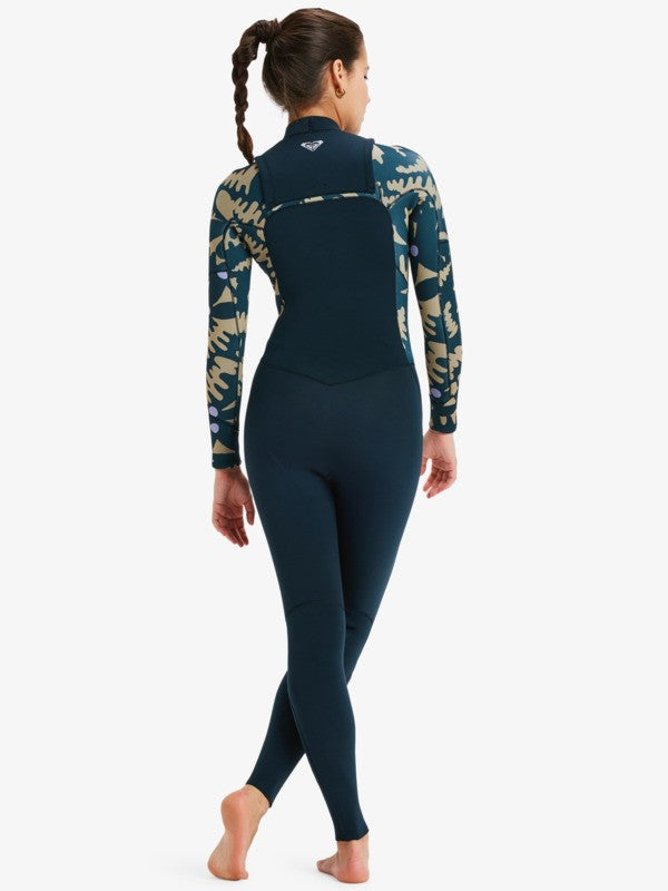 Roxy Damen Neoprenanzug 4/3mm Swell Natural Backzip - animal print