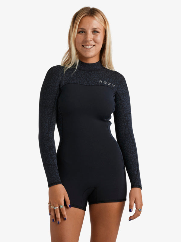 Roxy Damen Springsuit 2/2mm Swell Natural Backzip - animal print