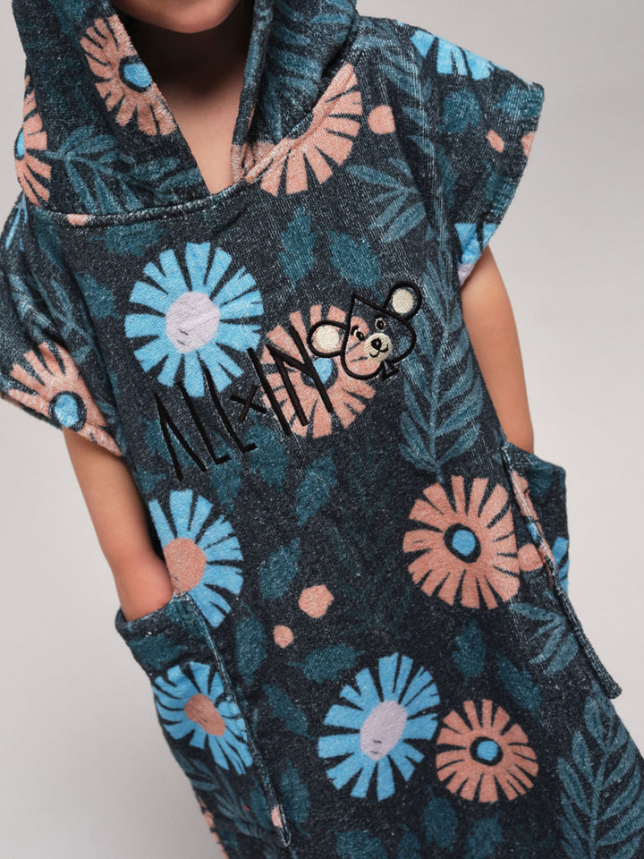 All In Baby Poncho - floral blue