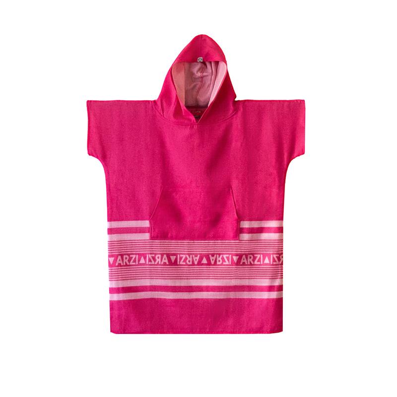 Arzi Hooded Junior Poncho - Sunrise Pink