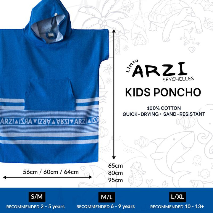 Arzi Hooded KIDS Poncho - SummerSky Blue