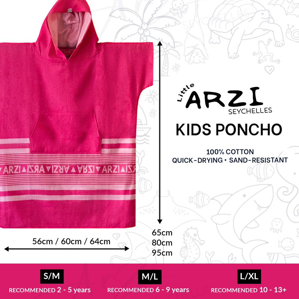 Arzi Hooded KIDS Poncho - Sunrise Pink