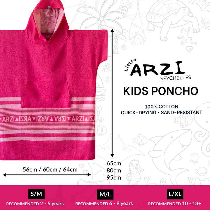 Arzi Hooded KIDS Poncho - Sunrise Pink