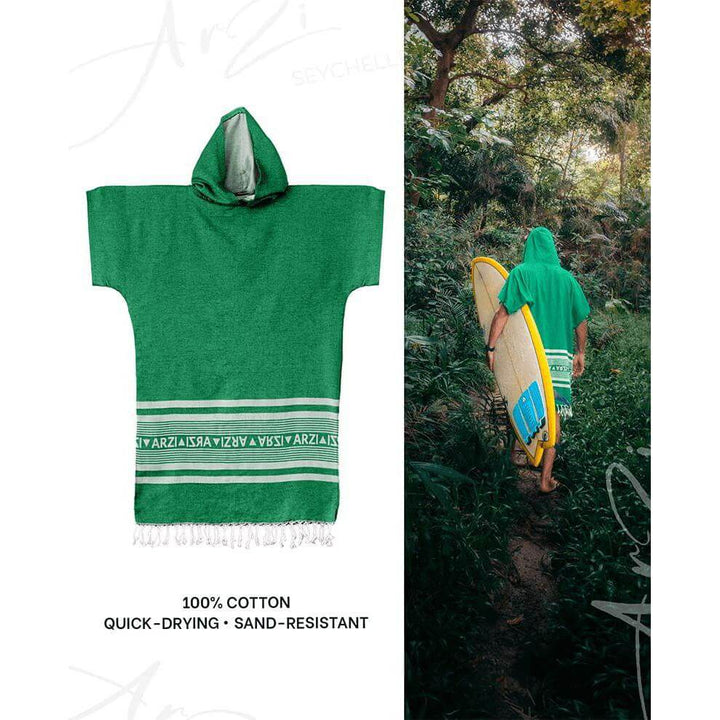 Arzi Hooded Poncho - CocoVert Green