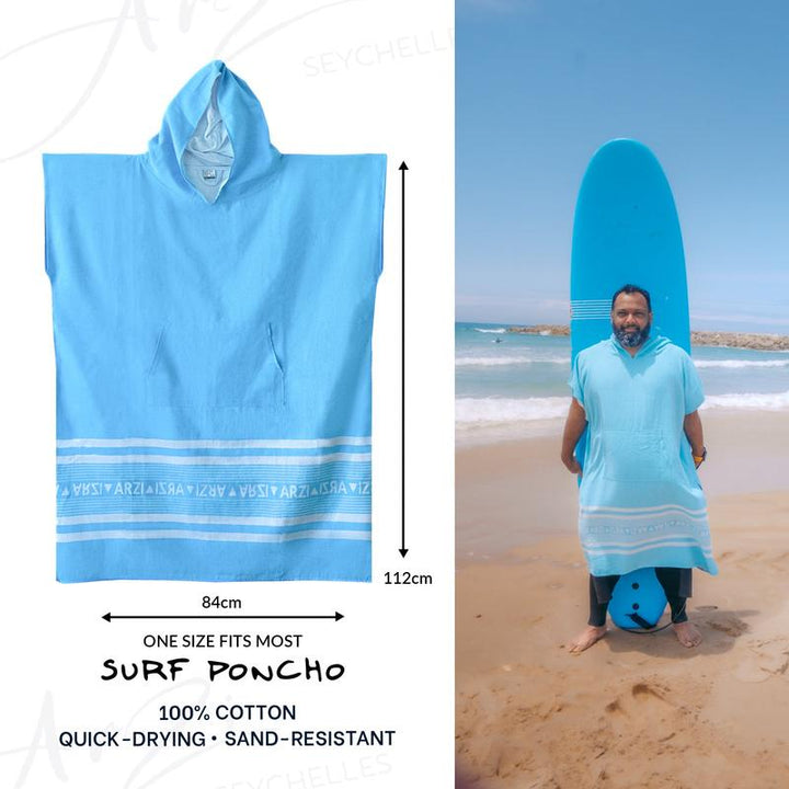 Arzi Hooded Poncho - Tropical Blue