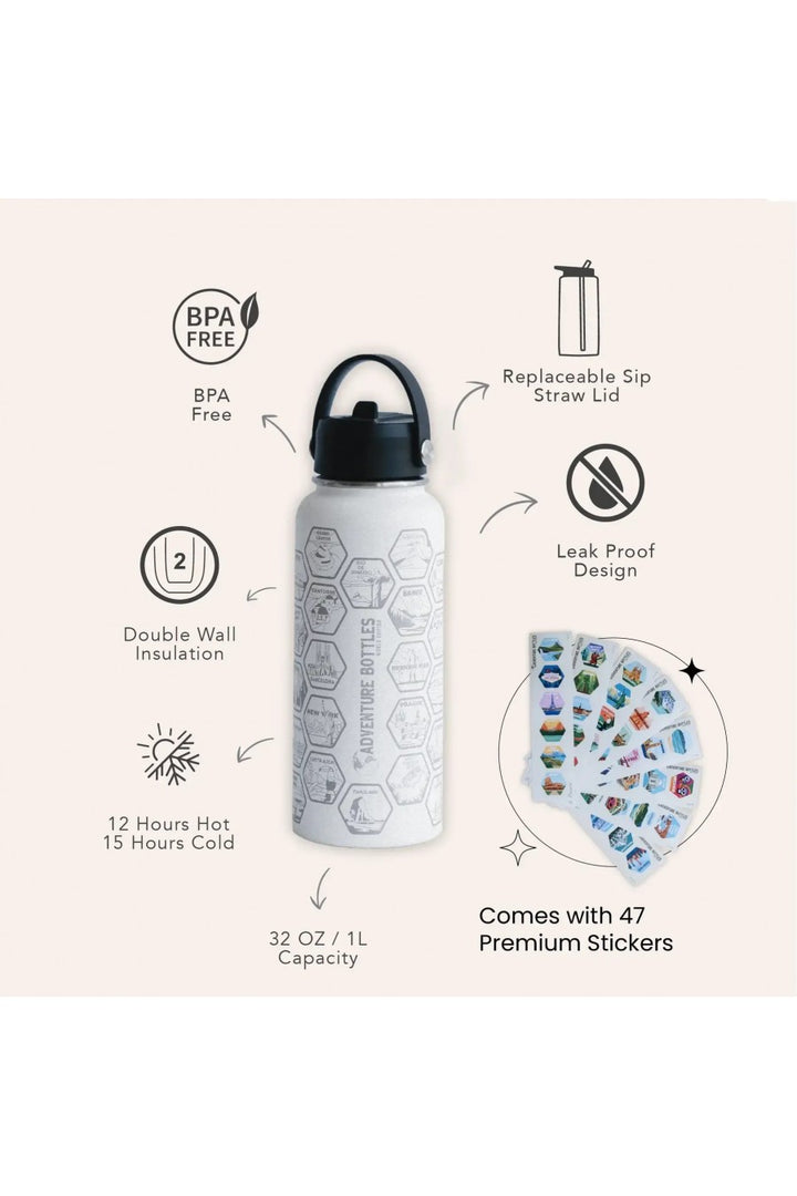 Awesome Maps Adventure Botttle 946ml - World Edition