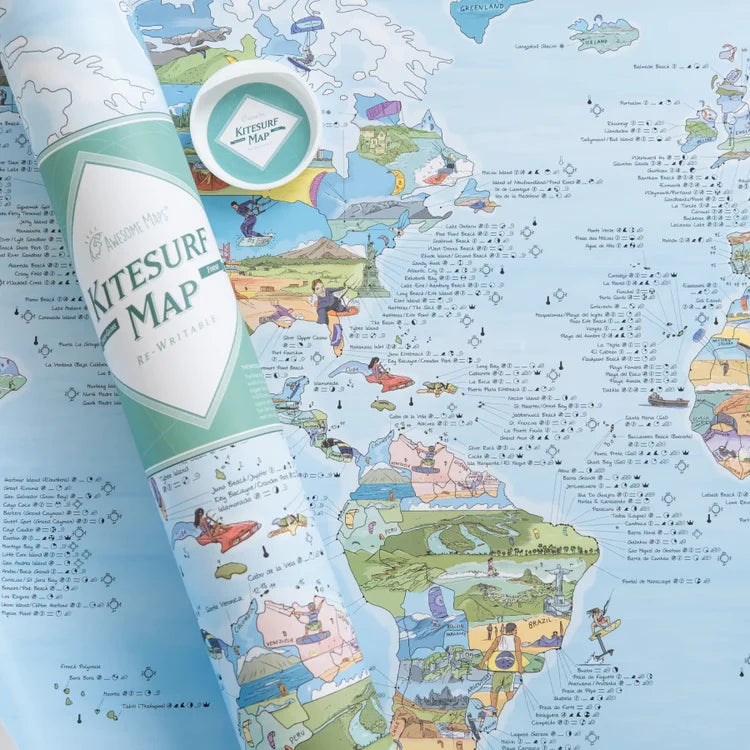 Awesome Maps Travel Towel - kitesurf map