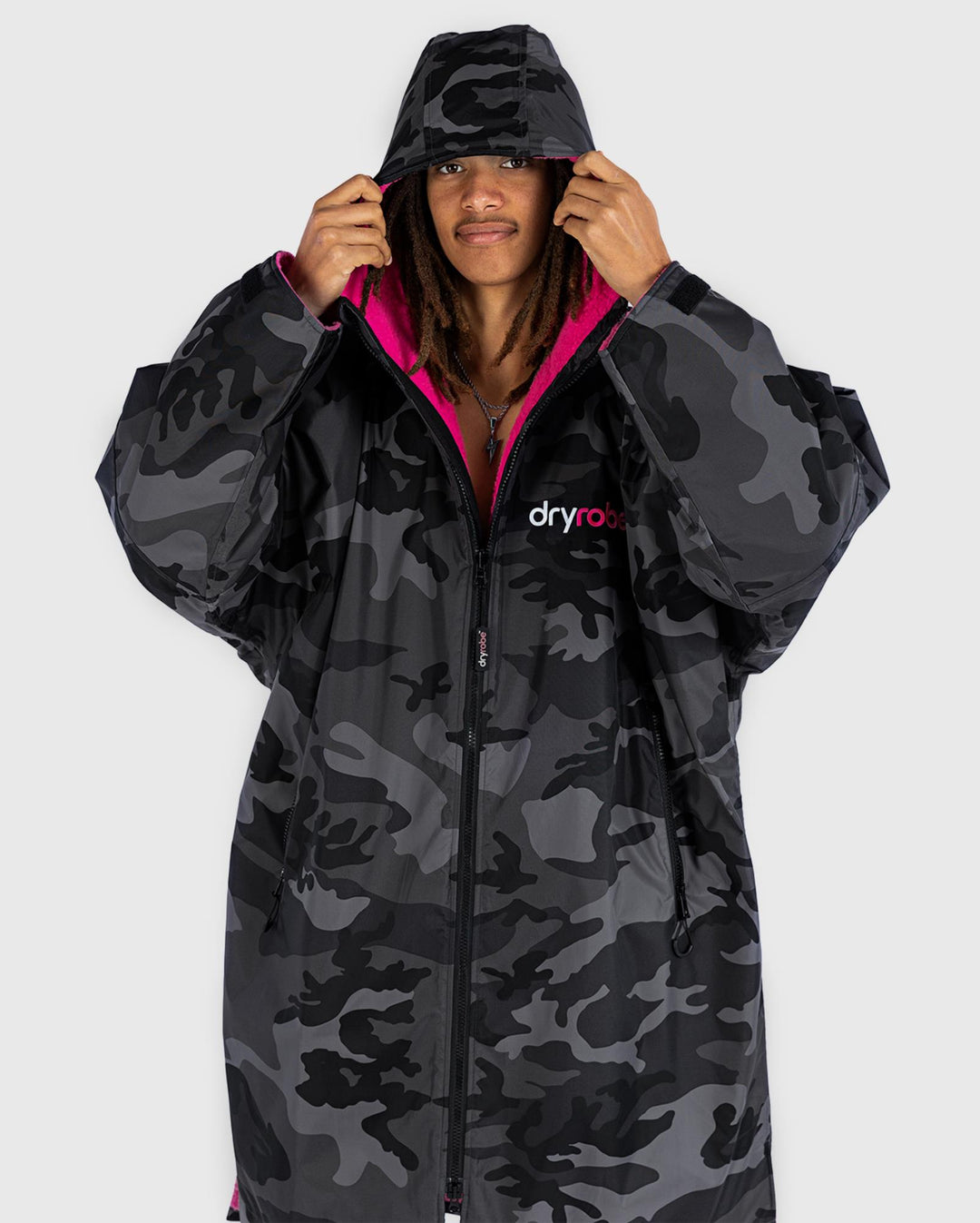 Dryrobe Poncho Advance Langarm V3 - schwarz / camo / pink