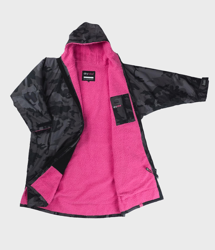 Dryrobe Poncho Advance Langarm V3 - schwarz / camo / pink