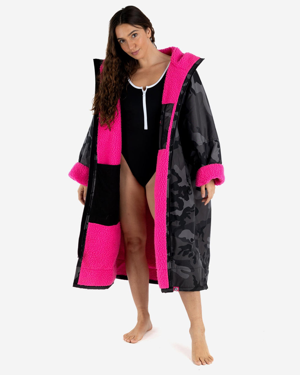 Dryrobe Poncho Advance Langarm V3 - schwarz/camo/pink