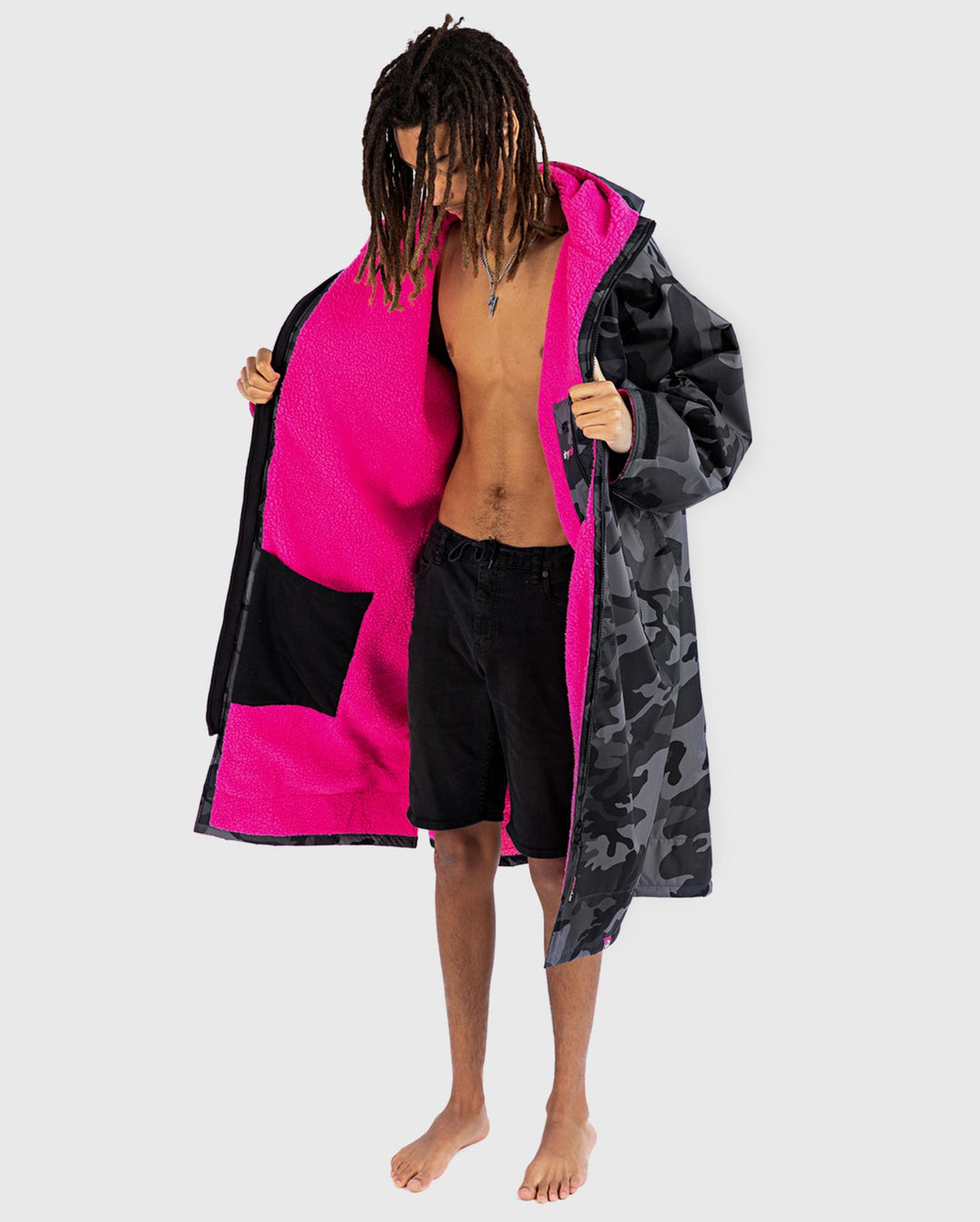 Dryrobe Poncho Advance Langarm V3 - schwarz/camo/pink