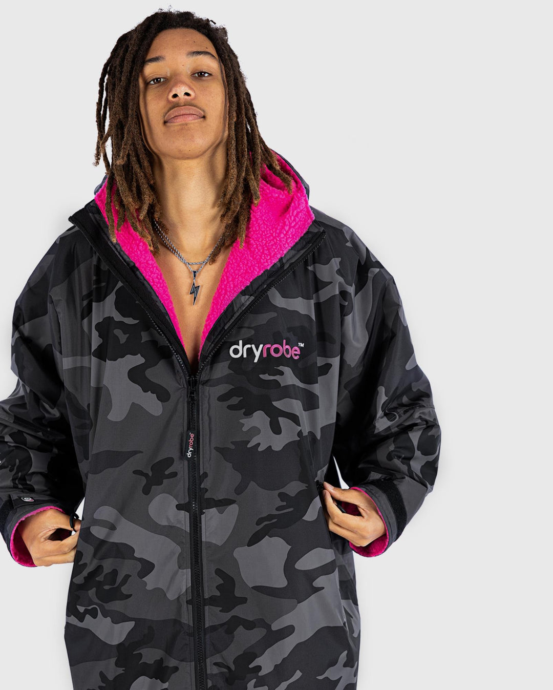 Dryrobe Poncho Advance Langarm V3 - schwarz/camo/pink