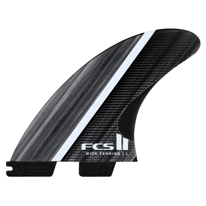 FCS II Finnen Mick Fanning Glass Fibre Fusion Tri - Smoke/ White