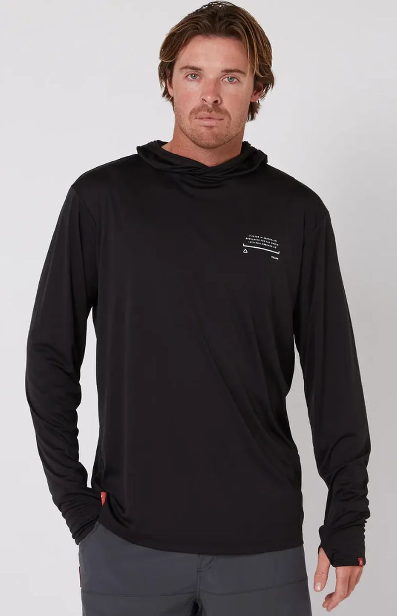 Follow Herren Surfshirt Langarm mit Hood - Black