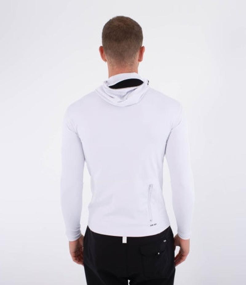 Hurley Herren Lycra Langarm mit Kapuze Slim Fit - Weiss