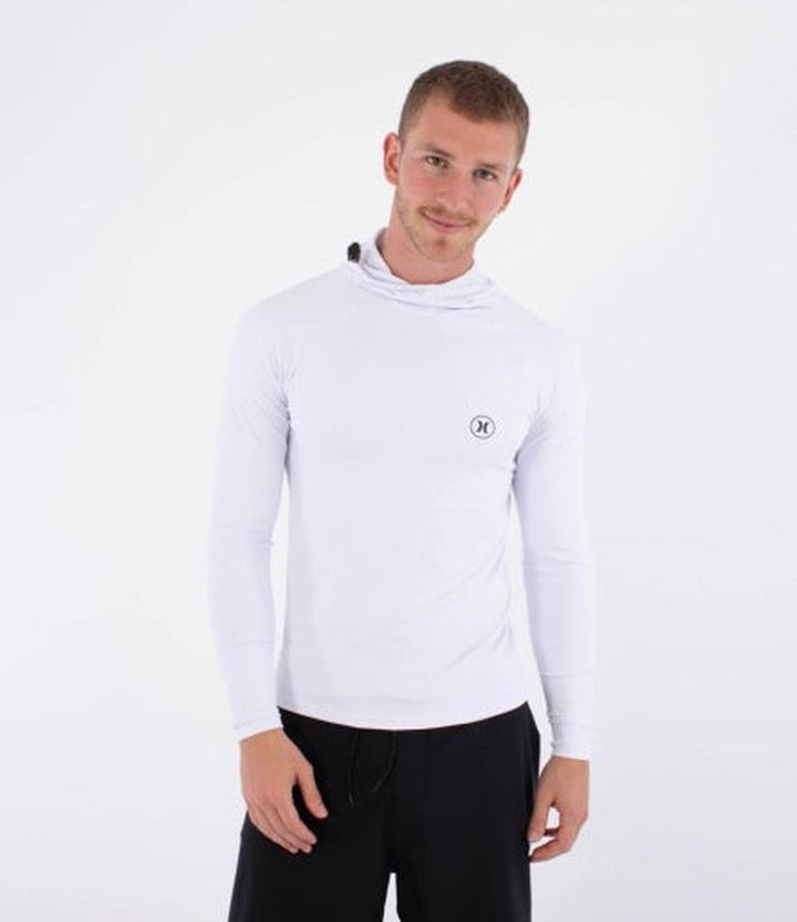 Hurley Herren Lycra Langarm mit Kapuze Slim Fit - Weiss