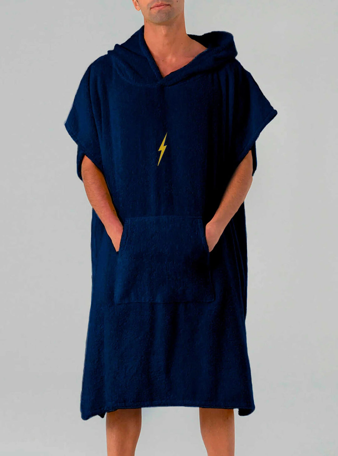 Lighting Bolt Hooded Poncho - true blue