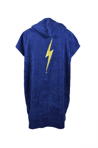 Lightning Bolt Hooded Poncho - True Blue