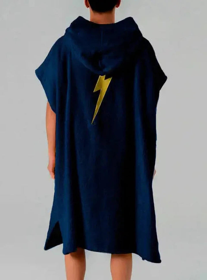 Lightning Bolt Hooded Poncho - True Blue