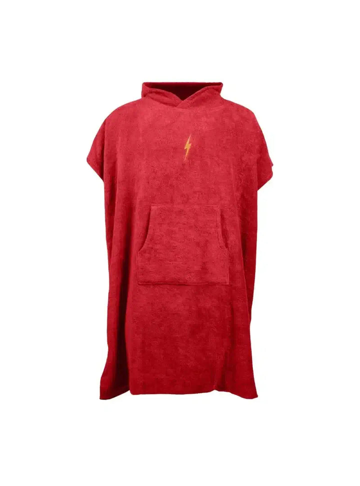 Lightning Bolt Hooded Poncho - red