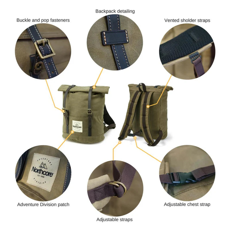 Northcore Waxed Canvas Backpack - green