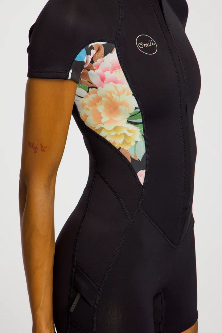 O'Neill Damen Springsuit Bahia 2/1mm Frontzip - black floral