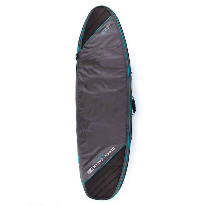 Ocean & Earth 6'0 Compact Double Shortboard Cover - black/grey/blue