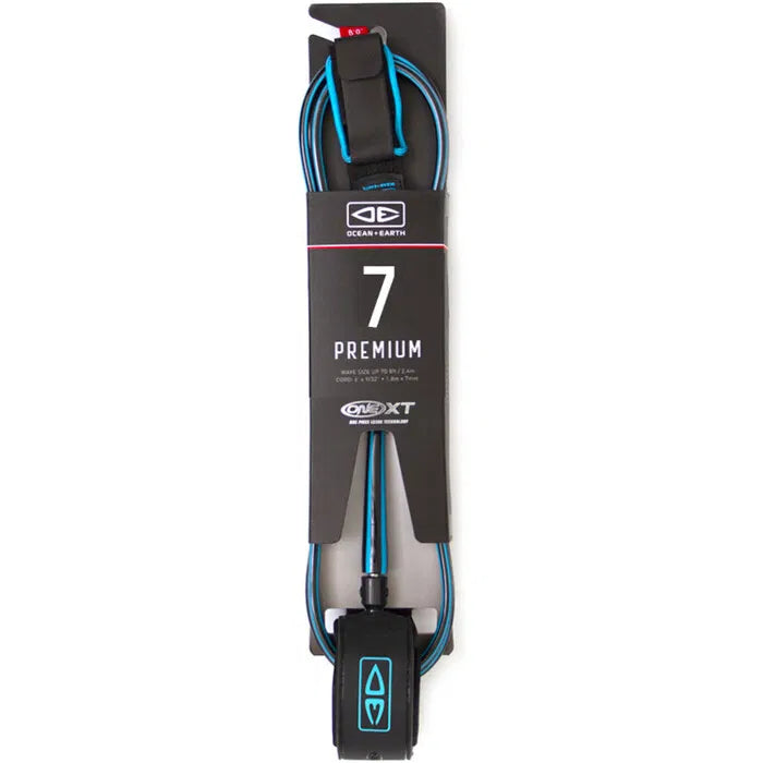 Ocean & Earth 7'0" Premium One Piece Leash - blue