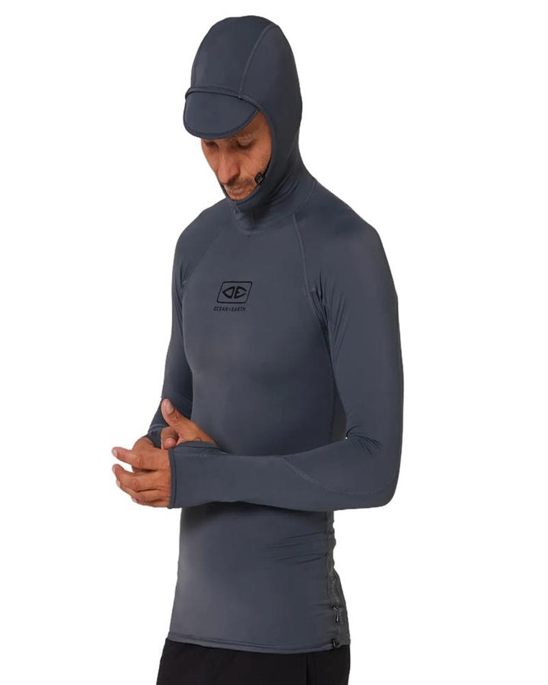 Ocean & Earth Herren Tropic Hooded Langarm Rashie - Charcoal