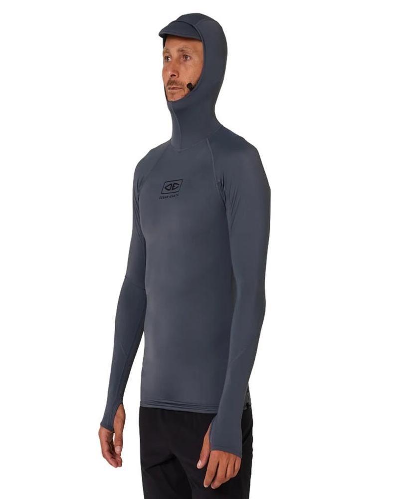 Ocean & Earth Herren Tropic Hooded Langarm Rashie - Charcoal
