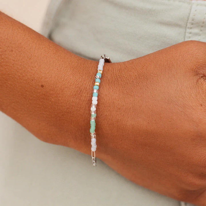 Puravida Armband Seabright Stretch Bead & Chain - ocean