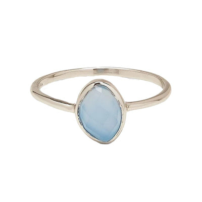 Puravida Ring organic stone - silver / blue chalcedony