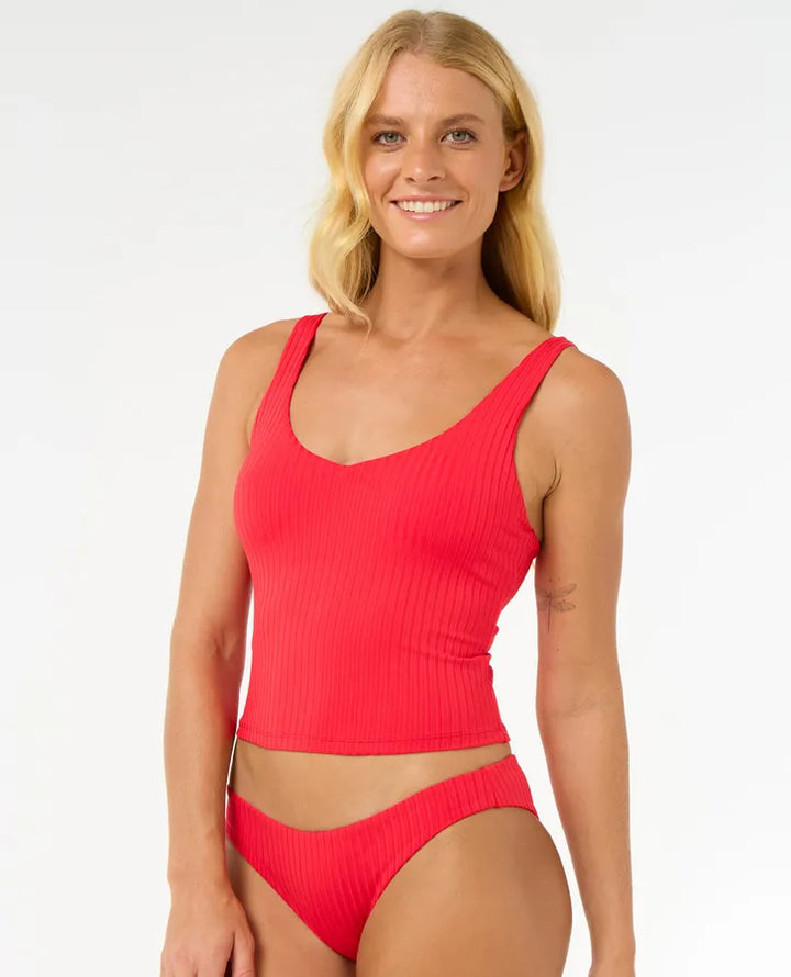 Rip Curl Damen Bikini Bottom Premium Surf Cheeky - hibiscus red