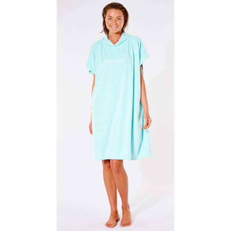 Rip Curl Hooded Towel Poncho Script - aqua