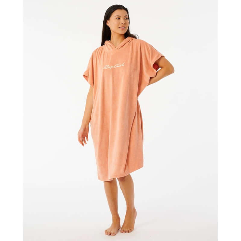 Rip Curl Hooded Towel Poncho Script - dusty coral