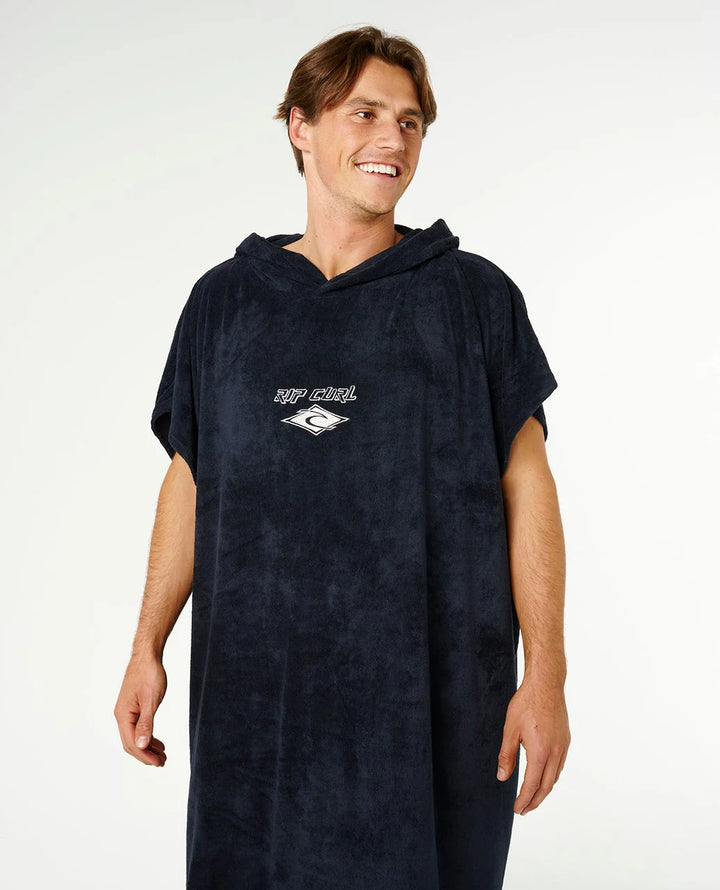 Rip Curl Poncho Classic Surf Hooded Towel- Black/Off White