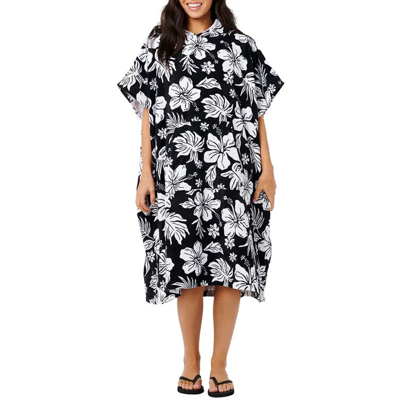 Rip Curl Poncho Mixed Hooded Towel - Blackwhite