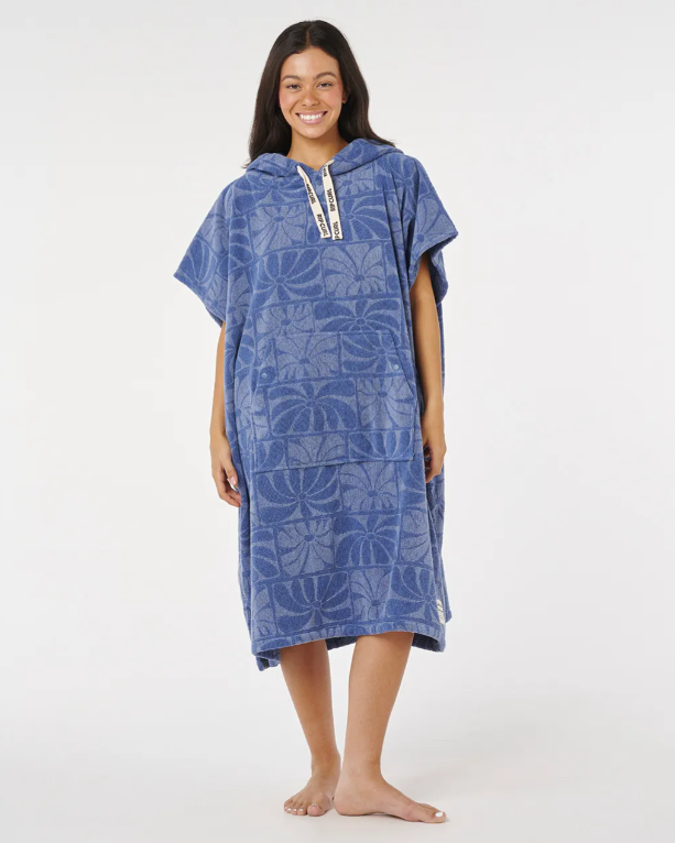Rip Curl Poncho Premium Surf Hooded Towel - blue flowers
