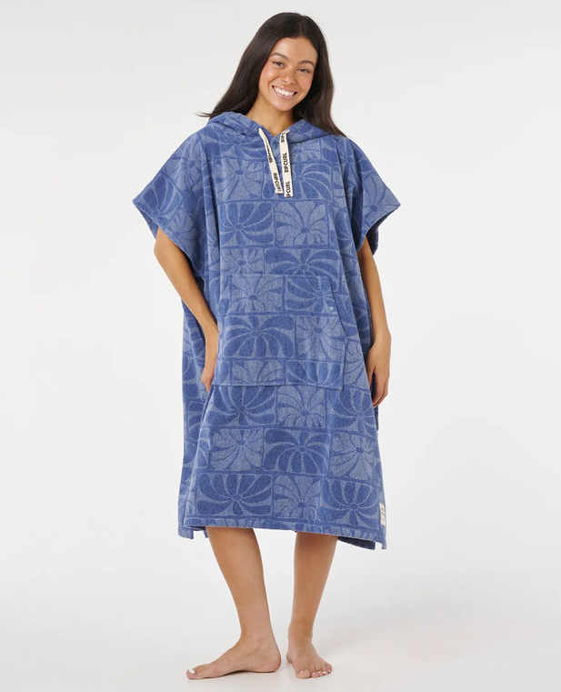 Rip Curl Poncho Premium Surf Hooded Towel - blue flowers