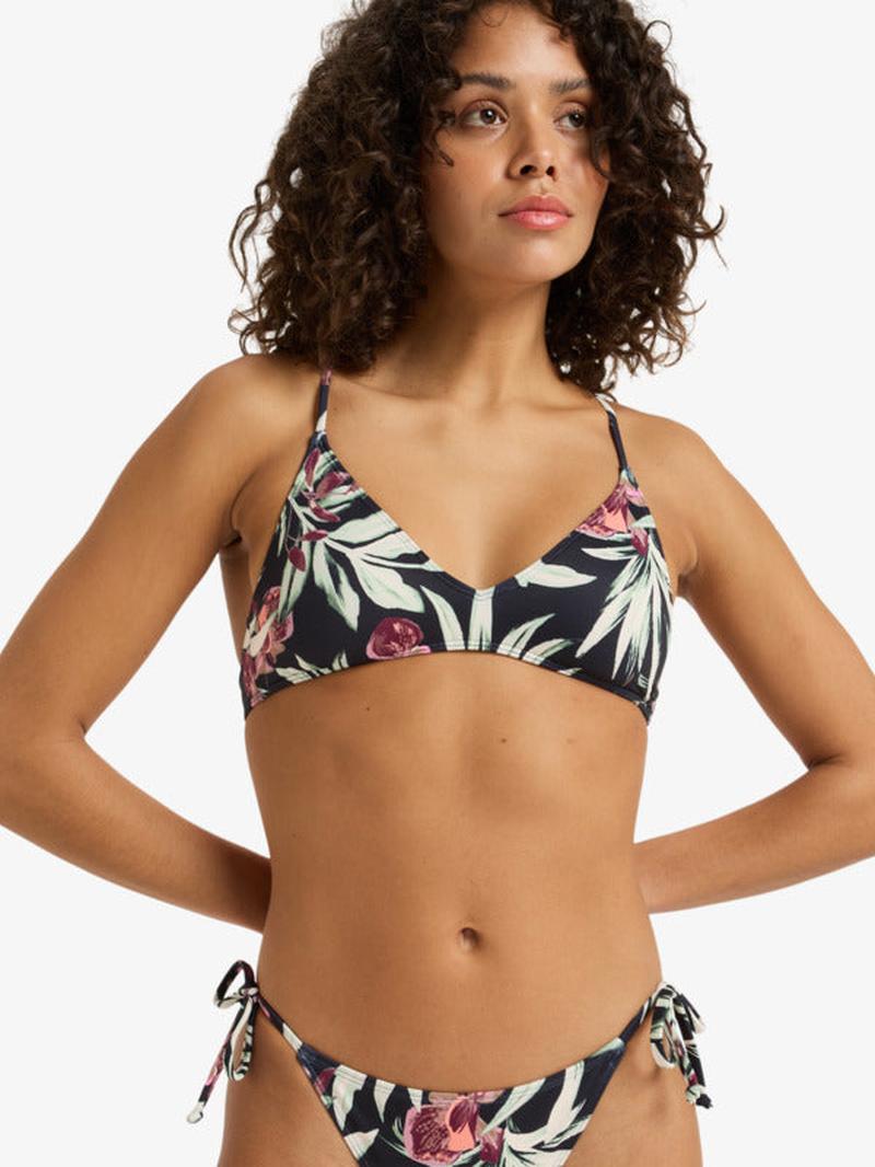 Roxy Bikini Top Pt Beach Classics Strappy Bra - anthracite wind swept floral